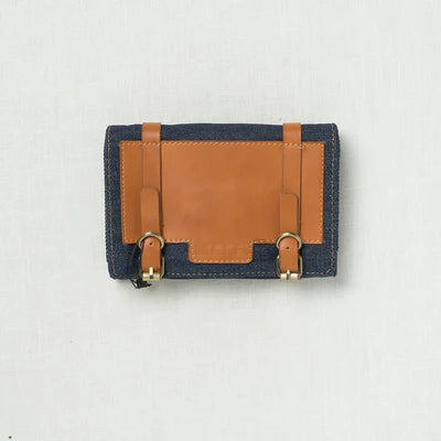 Lykke Taylor 5" Belt Closure Needle Case Denim with Camel Accent