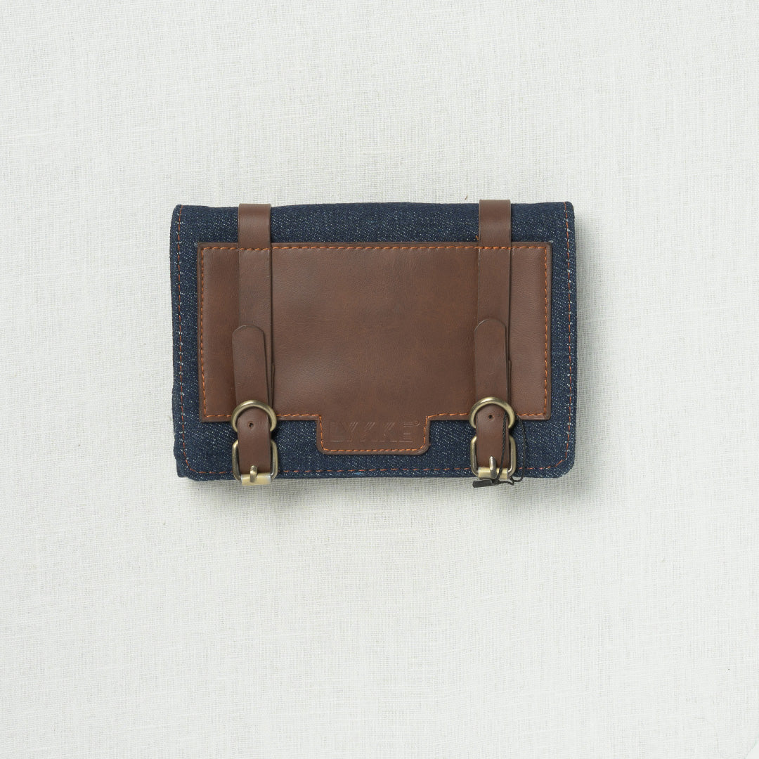 Lykke Taylor 5" Belt Closure Needle Case Denim with Chocolate Accent