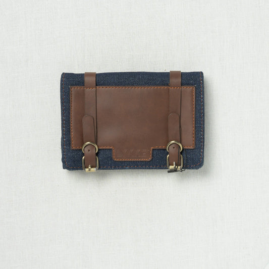 Lykke Taylor 5" Belt Closure Needle Case Denim with Chocolate Accent