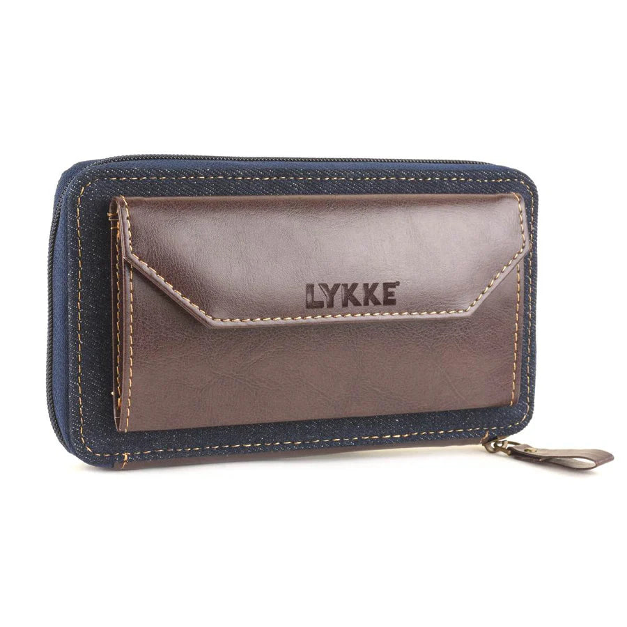 Lykke Oxford 3.5" Zipper Needle Case Denim with Chocolate Accent
