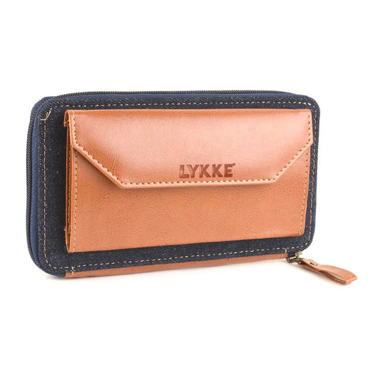 Lykke Oxford 3.5" Zipper Needle Case Denim with Camel Accent